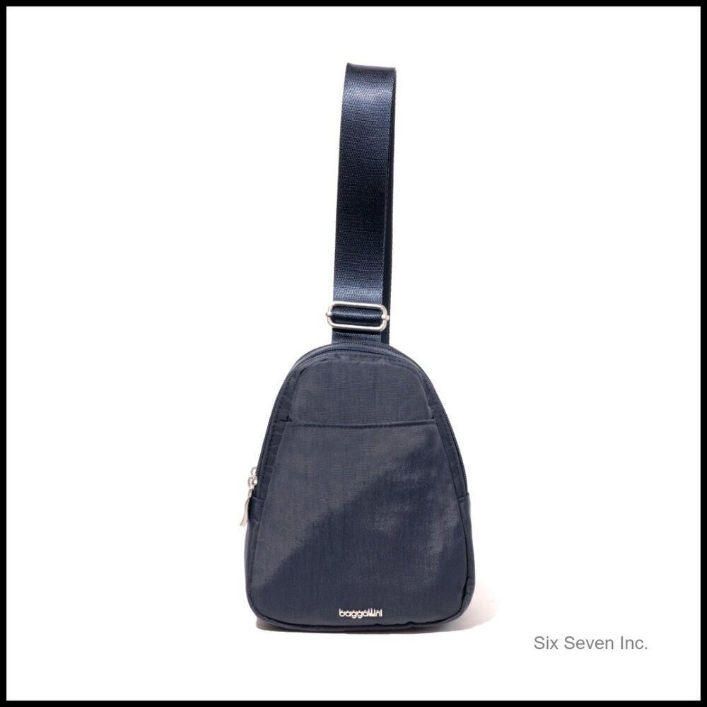 Double Zip Mini Sling Crossbody Bag Lightweight Travel Backpack Adjustable Strap